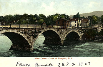 The Old Bridge at Newport, NY - 1907 postcard
